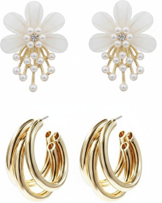 BEAUTYNX Pack Of 2 New Trendy Korean Earring Alloy Stud Earring, Hoop Earring