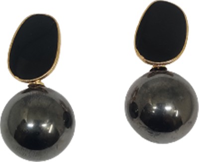 ohgirlaccessories Elegant Black Pearl and Golden Drop Earrings Pearl Alloy Drops & Danglers