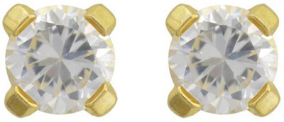 STUDEX 3MM Cubic Zirconia 24K Gold Plated Stainless Steel Stud Earring