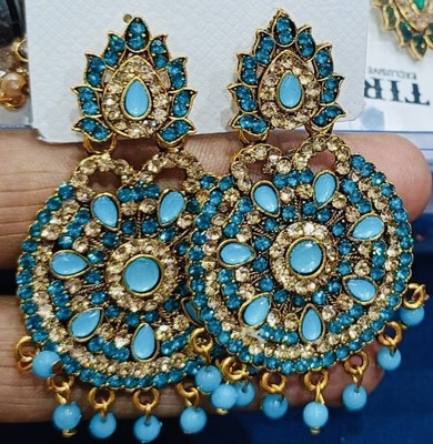 SAKETHAM Blue Florar Rounds Alloy Jhumki Earring