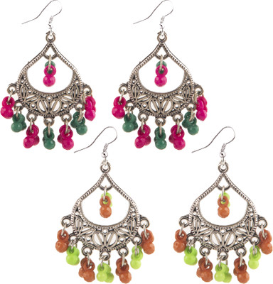 Jamleen Gallery Ethnic Silver-Plated Earrings Combo (2 Pairs) Alloy Jhumki Earring