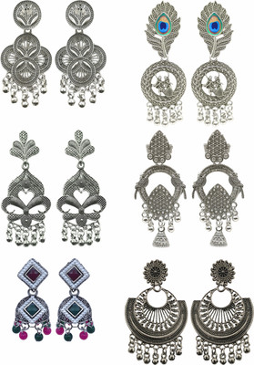 Janki Creation 6 Pair Set Alloy Chandbali Earring, Drops & Danglers, Jhumki Earring, Stud Earring