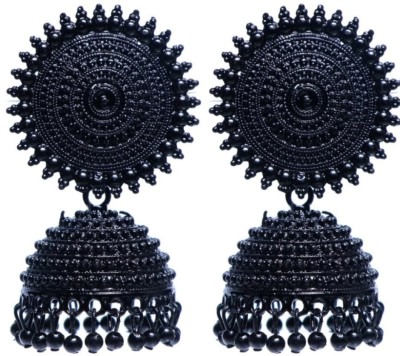 Shree Ju Traditional and Exclusive Attractive Meenakari Black Jhumka For Girls and Women Pearl, Beads Brass Jhumki Earring