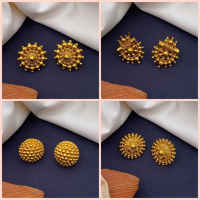 SIMANDHAR ART Combo of 4 Traditional Gold Plated Jhumki Earrings for Women & Girls Cubic Zirconia Alloy Earring Set