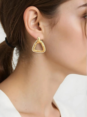 RUBANS Tokyo Talkies X Rubans Gold Plated Handcrafted Zircon Stone Cassic Drop Earrings Copper Drops & Danglers