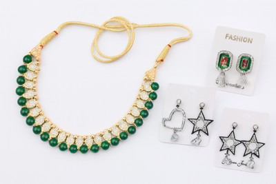earing 5 combo offer korean kids necklace and earrings Metal Jhumki Earring, Ear Thread, Cuff Earring, Clip-on Earring, Stud Earring