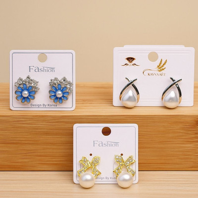 SREE ENTERPRISES Fancy Blue flower and bow tie Pearl Stud for Girls and Women, Korean Stud Cubic Zirconia Brass Stud Earring