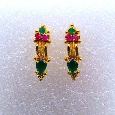 AHR FASHION One Gram Gold Plated Traditional Trendy Stylish Earrings Ruby Brass Stud Earring