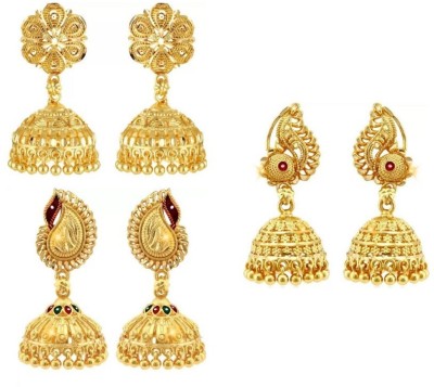 VIGHNAHARTA Party and Wedding wear Gold Plated Jhumki Earring Combo set-3 Alloy Jhumki Earring