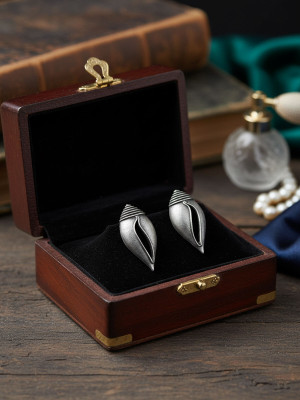 Fashion Fusion German Silver Shankh Earrings German Silver Stud Earring