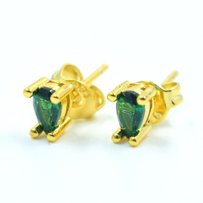 Palmonas Palmonas Stone Drop Stud Earrings- 18k Gold Plated Emerald Alloy Stud Earring