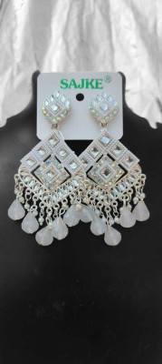 ssearrings Jhumka-trangle-silver-white-01 Alloy Chandbali Earring