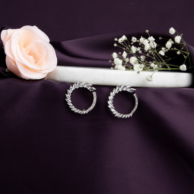 la fille d'or Marquise-Cut Cubic Zirconia Ear Climbers Stainless Steel Earring Set