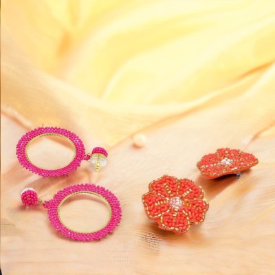 Jewelgenics Handcrafted Beaded Earrings Combo Set for Women and Girls Beads Alloy Drops & Danglers, Stud Earring