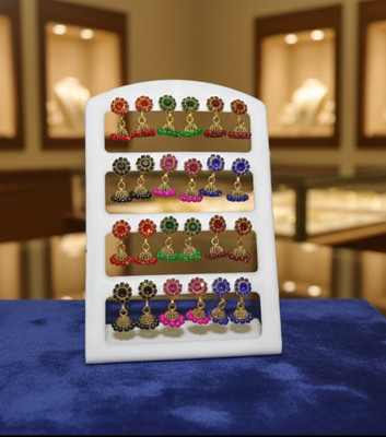 KARMAKAR CREATION SHINING RAINBOW (12 Pairs) Alloy Jhumki Earring