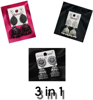 Glowria and grace Combo 3 in 1 White Zircon, Zircon Brass, White Metal Stud Earring