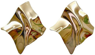 uniworldwide Anti Tarnish Golden Uneven Rhombus Earrings. Perfect for Party wear. Stainless Steel Stud Earring