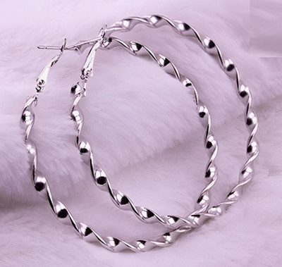 JRISSY Classy Silver hoops with twist design Alloy Hoop Earring