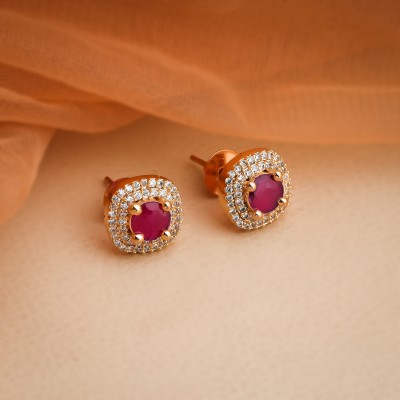 Felicia Rose Gold-Plated American Diamond Jhumkas for Girls & Women Brass Jhumki Earring Diamond Brass Stud Earring