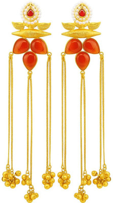 Aurikaaa Earthshine Golden Lotus Drop Dangler Earrings Pearl Alloy Drops & Danglers