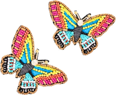 surakshit hub Black Butterfly Beaded Earring Fabric Earring Set