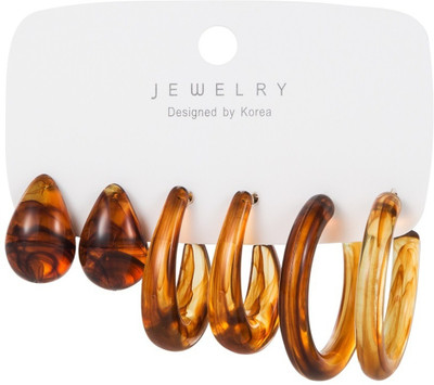 Oulik C-Shaped Candy Color Drop Korean Hoop Earrings Acrylic Hoop Earring Beads Acrylic Earring Set