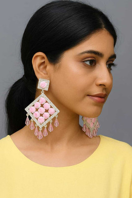 GULAMFITS pink rose earring Cubic Zirconia Alloy Chandbali Earring