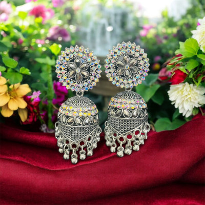 house of common Antique Oxidised Silver Jhumki Earrings with Accents for Girls Women DailyWear Beads, Pearl, Diamond Alloy Drops & Danglers, Stud Earring, Tassel Earring, Jhumki Earring house of common Antique Oxidised Silver Jhumki Earrings with Accents for Girls Women DailyWear Beads, Pearl, Diamond Alloy Drops & Danglers, Stud Earring, Tassel Earring, Jhumki Earring