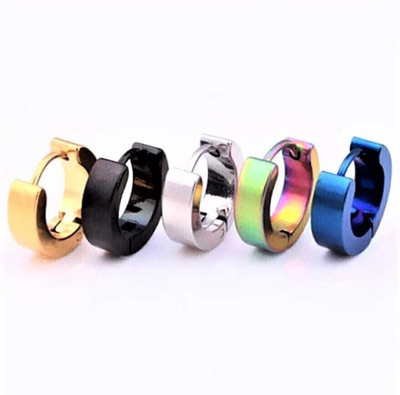 shivay Mens Earring & Women Earring Fashion Multi jewellery Valentine Platinum Black Blue Golden Silver Surgical Plug Hoop Ear piercing Studs stainless Steel Jewelry Stylish Fancy Party wear casual High Gold Polish Daily use simple Magnet non Pierced Round pressing Dumbell Multicolor press Mahadev M