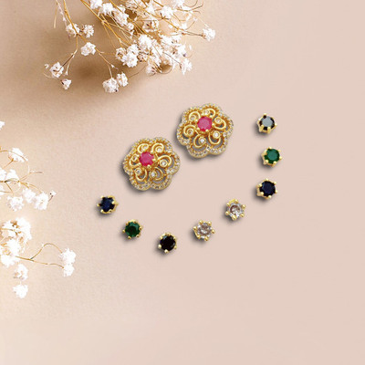Opal Touch Whimsical Prism Sparkle Earrings Cubic Zirconia Brass Stud Earring