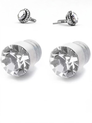ShobhRam Silver Nug Magnetic Small 4mm for Mens/Boys/Girls/Womens/Unisex Stainless Steel Stud Earring (1 Pair) Metal Stud Earring, Magnetic Earring
