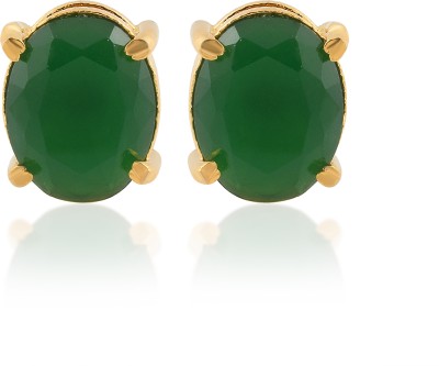 MissMister Brass Goldplated Imitation Emerald Stud Earrings Women Fashion Emerald Brass Stud Earring