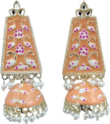 Sncreations 1597 peach jhumka Alloy Jhumki Earring