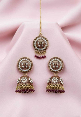 THEKAMAL Alloy Gold-plated Maroon, Gold Jewellery Set(Pack of 2)