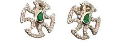 Nivisha creations Pear shape Green Emerald Metal Stud Earring