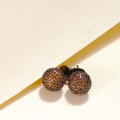 Opal Touch Black Diamond Stud Earrings Cubic Zirconia Brass Stud Earring