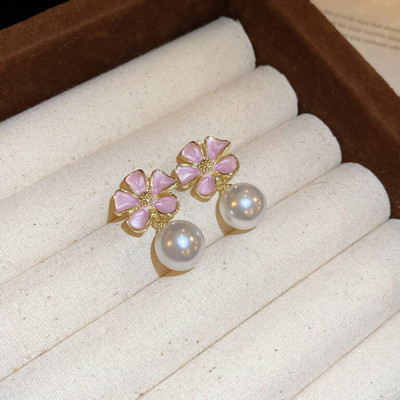 LBTK Flower Pearl Stud Earrings Korean Earrings Jewelry Cubic Zirconia Alloy Stud Earring, Drops & Danglers