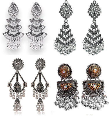 Jhumka Street Dual Tone jhumka Earrings for girls and Women stylish Pack of 4 Alloy Jhumki Earring