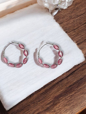Sangria Gold plated Pink Hoop Earrings Brass Hoop Earring