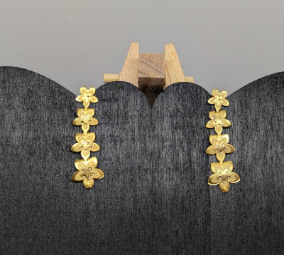 Rithvin Fashion Gold-toned finish with Flower Motif Earrings Brass Tassel Earring