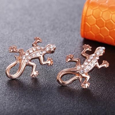 Jewelgenics Gold-Plated Crystal Lizard Earrings Cubic Zirconia Alloy Drops & Danglers