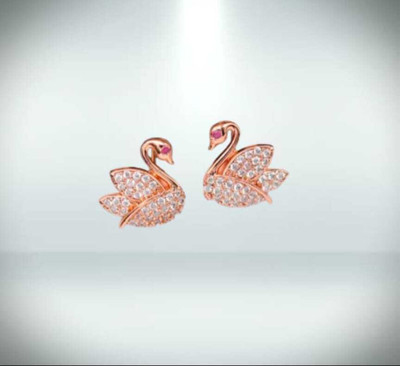 BeautyOne Elegant Swan Design Rose Gold-Plated Stud Earrings with Sparkling CZ Stones Cubic Zirconia Alloy Stud Earring