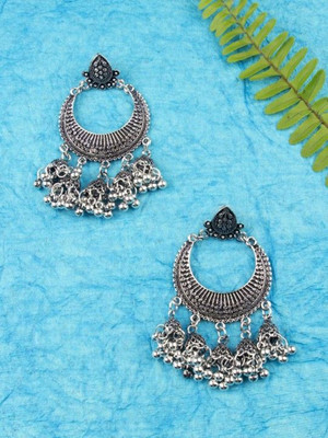 Sangria Sangria Silver-Plated Contemporary Shaped Drop Earrings Beads Alloy Drops & Danglers