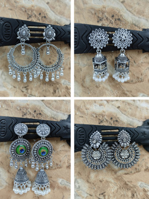 sarthak royal Pack Of 4 Pair Combo for women & girls Beads Alloy Jhumki Earring, Hoop Earring, Earring Set