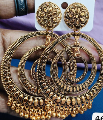 SAKETHAM Golden Rings Alloy Jhumki Earring
