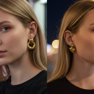 Zeeshan impex Earrings for women korean stylish Studs golden ear rings Anti Tarnish Metal, Brass Stud Earring