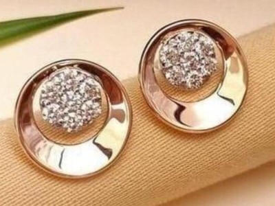 Gargish Fashion Stylish Rose Gold Plated AD stone Stud Diamond Brass Stud Earring