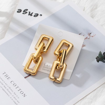 AVIRA ENTERPRISES Korean Geometric Golden Wild Drop Earrings 2 Pcs/Set Alloy Drops & Danglers