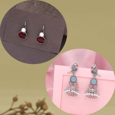Vedda Silver Earring for Women & Girls Beads Brass Drops & Danglers, Stud Earring