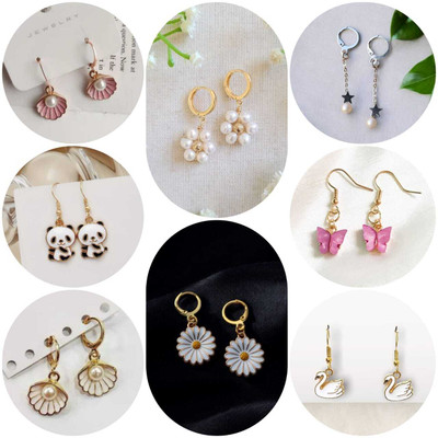 ELCETRATD JEWELLERY Shimmering beautiful pack of 8 earrings combo for women and girls Crystal Alloy Earring Set